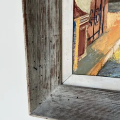 1950's Phoebe Towbin Mexican Street Village Oil Painting, Frame -chairish shop 1950s phoebe towbin mexican street village oil painting frame 6632 scaled