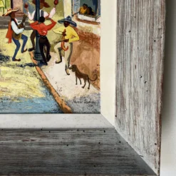 1950's Phoebe Towbin Mexican Street Village Oil Painting, Frame -chairish shop 1950s phoebe towbin mexican street village oil painting frame 8932 scaled