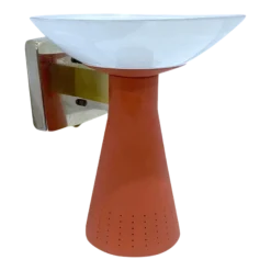 1950’s Pink Perforated Metal And Glass Sconce