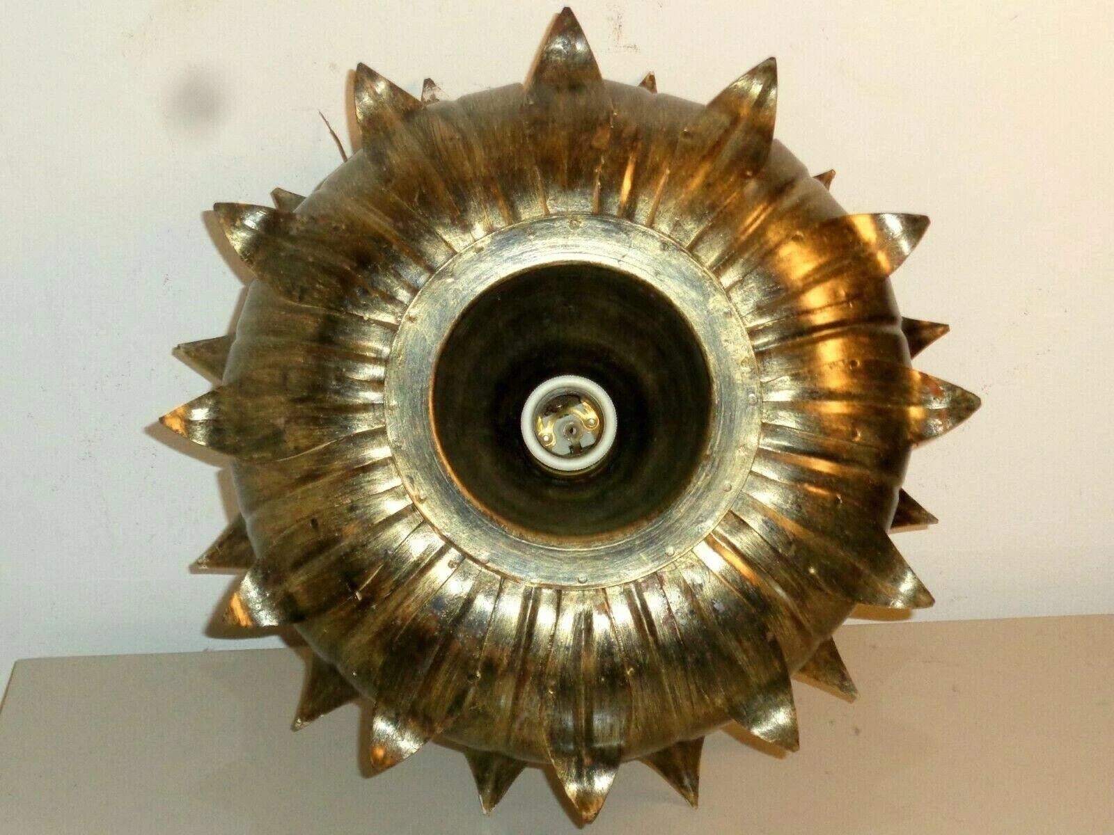 1950's Regency Hans Kogl Radiant Dore Metal Sunburst Ceiling Flush Mount/ Chandelier 5 1950's Regency Hans Kogl Radiant Dore Metal Sunburst Ceiling Flush Mount/ Chandelier - Image 5