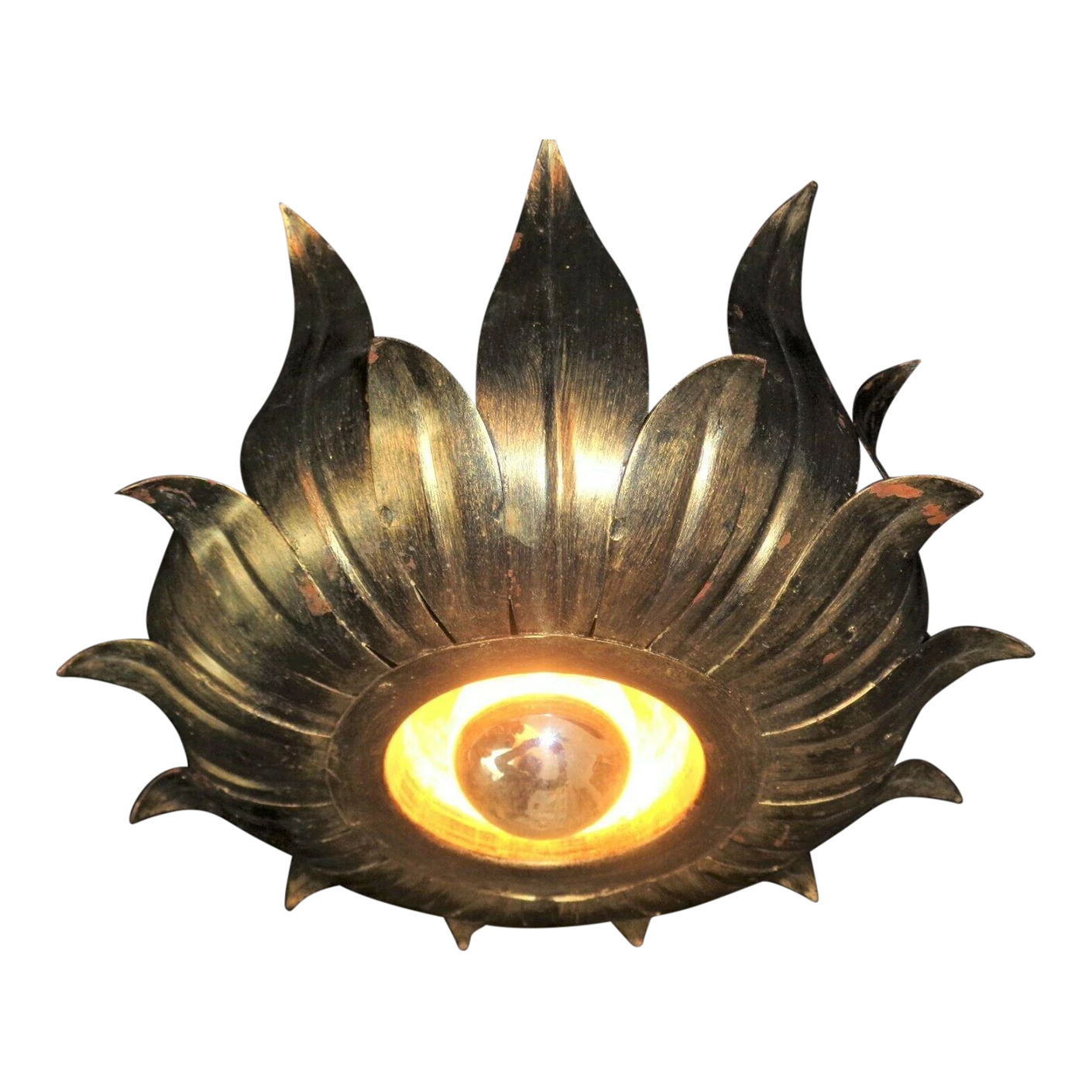 1950's Regency Hans Kogl Radiant Dore Metal Sunburst Ceiling Flush Mount/ Chandelier 1 1950's Regency Hans Kogl Radiant Dore Metal Sunburst Ceiling Flush Mount/ Chandelier
