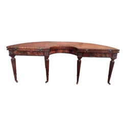 1950's Vintage Mahogany Half Moon- Full Moon Coffee Table With Lazy Susan
