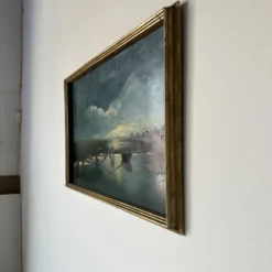 1960's A. Barwani Impressionist - Style Harbor Landscape Painting -chairish shop 1960s a barwani impressionist style harbor landscape painting 2696 scaled