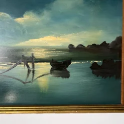 1960's A. Barwani Impressionist - Style Harbor Landscape Painting -chairish shop 1960s a barwani impressionist style harbor landscape painting 7753 scaled