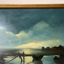 1960's A. Barwani Impressionist - Style Harbor Landscape Painting -chairish shop 1960s a barwani impressionist style harbor landscape painting 8771 scaled