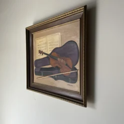 1960's Betty Pletzner Violin Music Instrument Impressionist Oil Painting, Framed -chairish shop 1960s betty pletzner violin music instrument impressionist oil painting framed 4745 scaled
