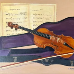 1960's Betty Pletzner Violin Music Instrument Impressionist Oil Painting, Framed -chairish shop 1960s betty pletzner violin music instrument impressionist oil painting framed 5055 scaled