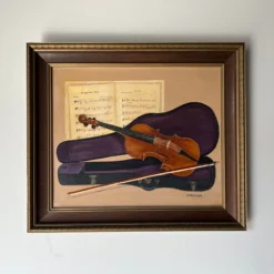 1960's Betty Pletzner Violin Music Instrument Impressionist Oil Painting, Framed -chairish shop 1960s betty pletzner violin music instrument impressionist oil painting framed 8471 scaled
