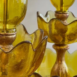 1960's Blenko Butterscotch Art Glass Lotus Leaf Lamps - A Pair -chairish shop 1960s blenko butterscotch art glass lotus leaf lamps a pair 5887