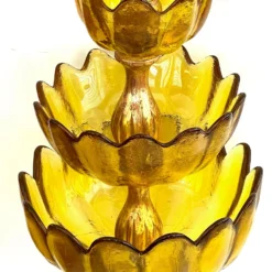 1960's Blenko Butterscotch Art Glass Lotus Leaf Lamps - A Pair -chairish shop 1960s blenko butterscotch art glass lotus leaf lamps a pair 8392