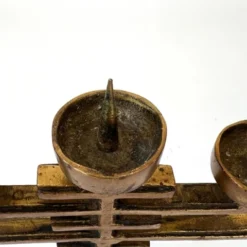 1960's Brass Brutalist Candelabra -chairish shop 1960s brass brutalist candelabra 1659