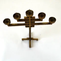 1960's Brass Brutalist Candelabra -chairish shop 1960s brass brutalist candelabra 3962