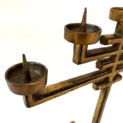 1960's Brass Brutalist Candelabra -chairish shop 1960s brass brutalist candelabra 7350