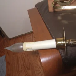 1960's Brass Steel And Wood Candelabra Sconces - A Pair -chairish shop 1960s brass steel and wood candelabra sconces a pair 3726 scaled