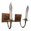 1960's Brass Steel And Wood Candelabra Sconces - A Pair