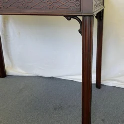 1960's Chinese Chippendale Solid Wood Table With Fretwork Apron -chairish shop 1960s chinese chippendale solid wood table with fretwork apron 4795 scaled