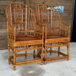 1960’s Coastal Brighton Pavilion High Back Bamboo Side Captains Chairs-Pair -chairish shop 1960s coastal brighton pavilion high back bamboo side captains chairs pair 9216 scaled