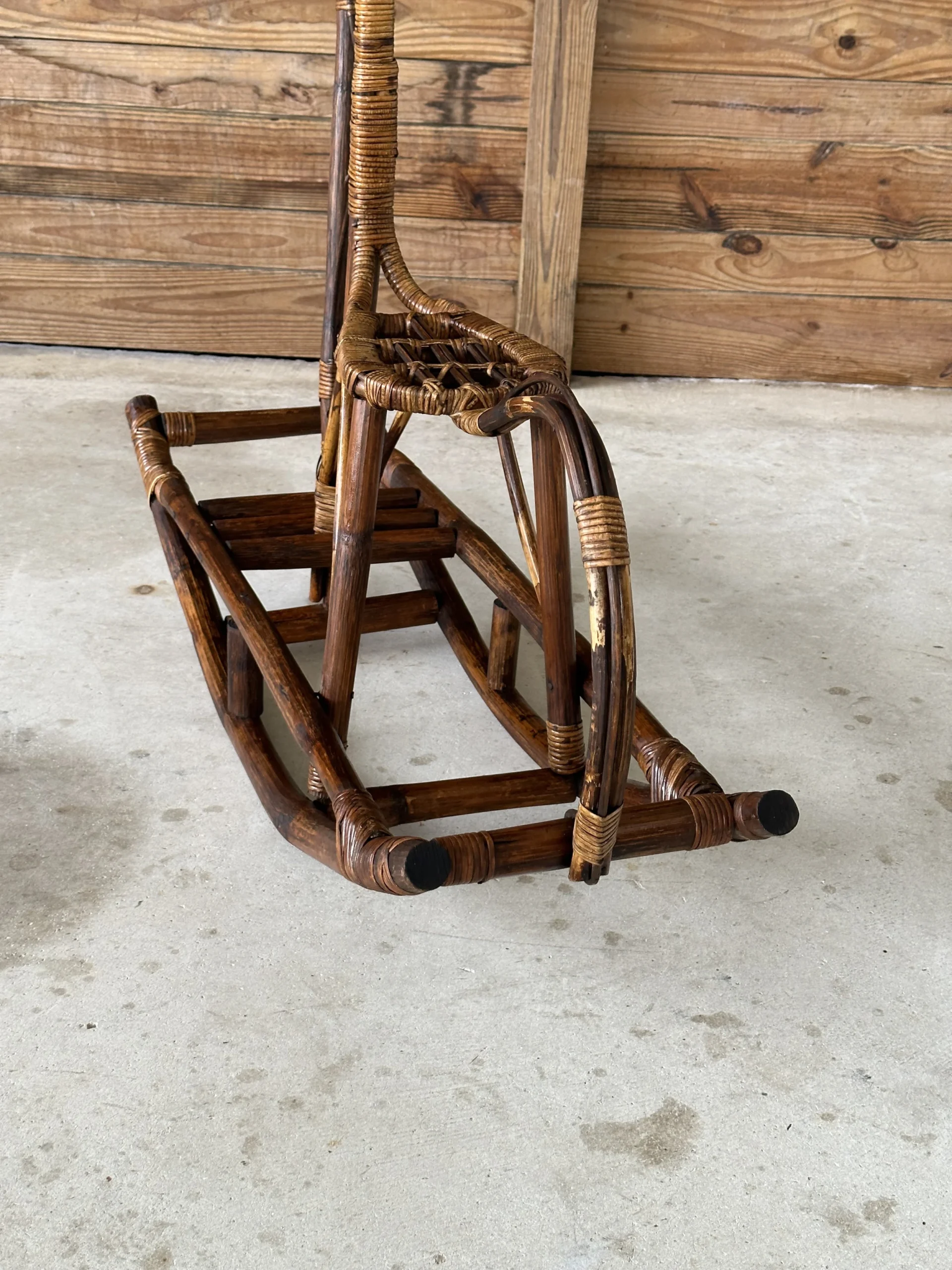 1960’s Coastal Mid-Century Modern Bentwood Rattan Rocking Horse Attributed To Franco Albini 2 1960’s Coastal Mid-Century Modern Bentwood Rattan Rocking Horse Attributed To Franco Albini - Image 2