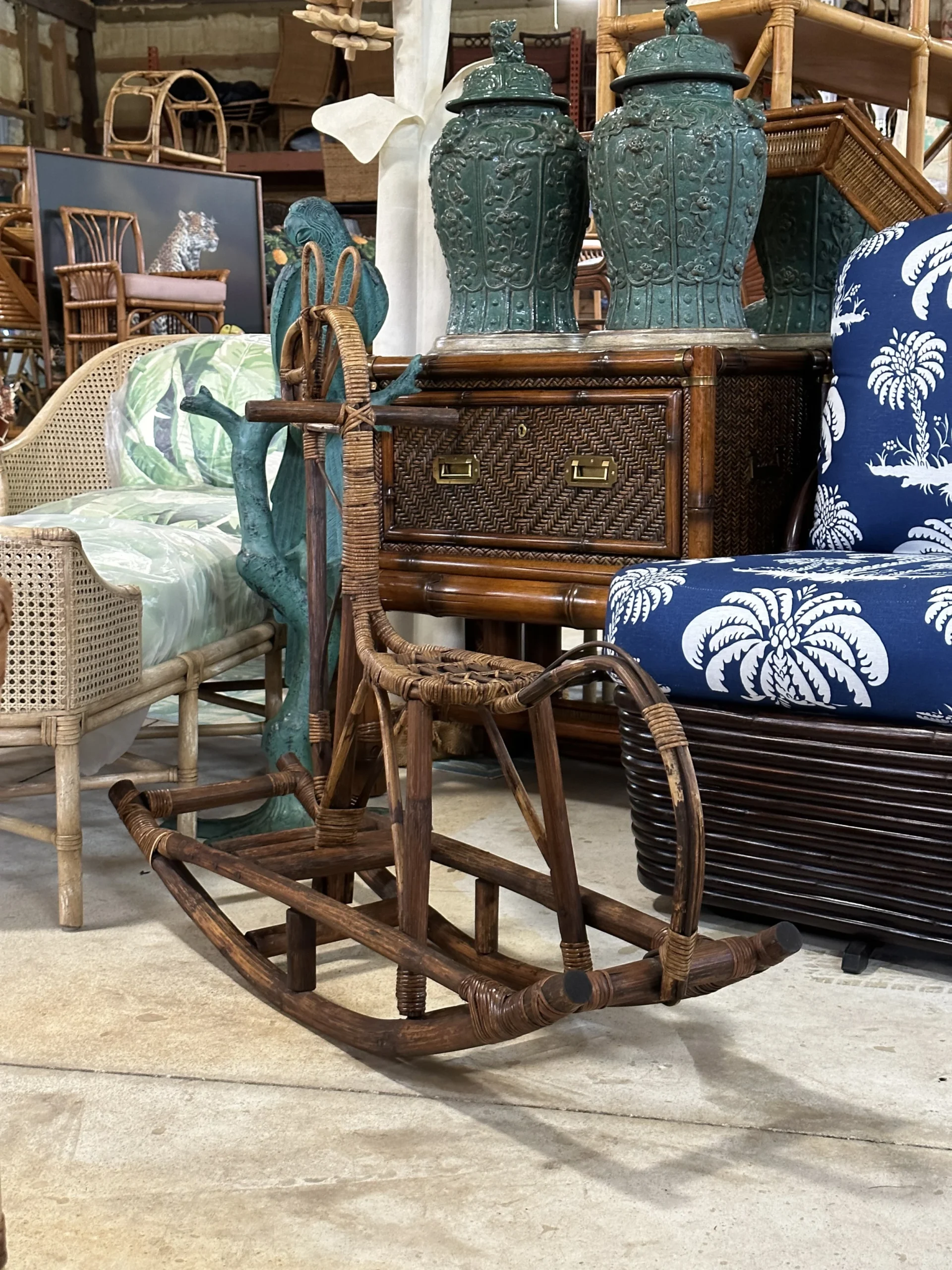 1960’s Coastal Mid-Century Modern Bentwood Rattan Rocking Horse Attributed To Franco Albini 10 1960’s Coastal Mid-Century Modern Bentwood Rattan Rocking Horse Attributed To Franco Albini - Image 10