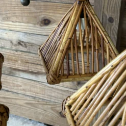 1960’s Coastal Mid-Century Modern Italian Bamboo Four Pendant Light Chandelier -chairish shop 1960s coastal mid century modern italian bamboo four pendant light chandelier 0089 scaled