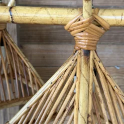 1960’s Coastal Mid-Century Modern Italian Bamboo Four Pendant Light Chandelier -chairish shop 1960s coastal mid century modern italian bamboo four pendant light chandelier 2232 scaled