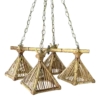 1960’s Coastal Mid-Century Modern Italian Bamboo Four Pendant Light Chandelier