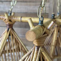 1960’s Coastal Mid-Century Modern Italian Bamboo Four Pendant Light Chandelier -chairish shop 1960s coastal mid century modern italian bamboo four pendant light chandelier 5971 scaled