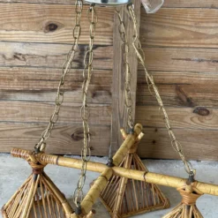 1960’s Coastal Mid-Century Modern Italian Bamboo Four Pendant Light Chandelier -chairish shop 1960s coastal mid century modern italian bamboo four pendant light chandelier 6779 scaled