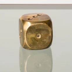 1960's Decorative "Ouvrage De Maitrise" Hollow Brass Dice, France -chairish shop 1960s decorative ouvrage de maitrise hollow brass dice france 4747 scaled