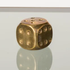 1960's Decorative "Ouvrage De Maitrise" Hollow Brass Dice, France -chairish shop 1960s decorative ouvrage de maitrise hollow brass dice france 9959 scaled