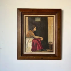 1960's Elena Abrams Country Girl Portrait Oil Painting, Framed -chairish shop 1960s elena abrams country girl portrait oil painting framed 0964 scaled