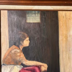 1960's Elena Abrams Country Girl Portrait Oil Painting, Framed -chairish shop 1960s elena abrams country girl portrait oil painting framed 8933 scaled