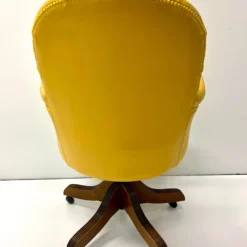 1960’s English Canary Yellow Leather Chesterfield Desk Chair -chairish shop 1960s english canary yellow leather chesterfield desk chair 1286 scaled