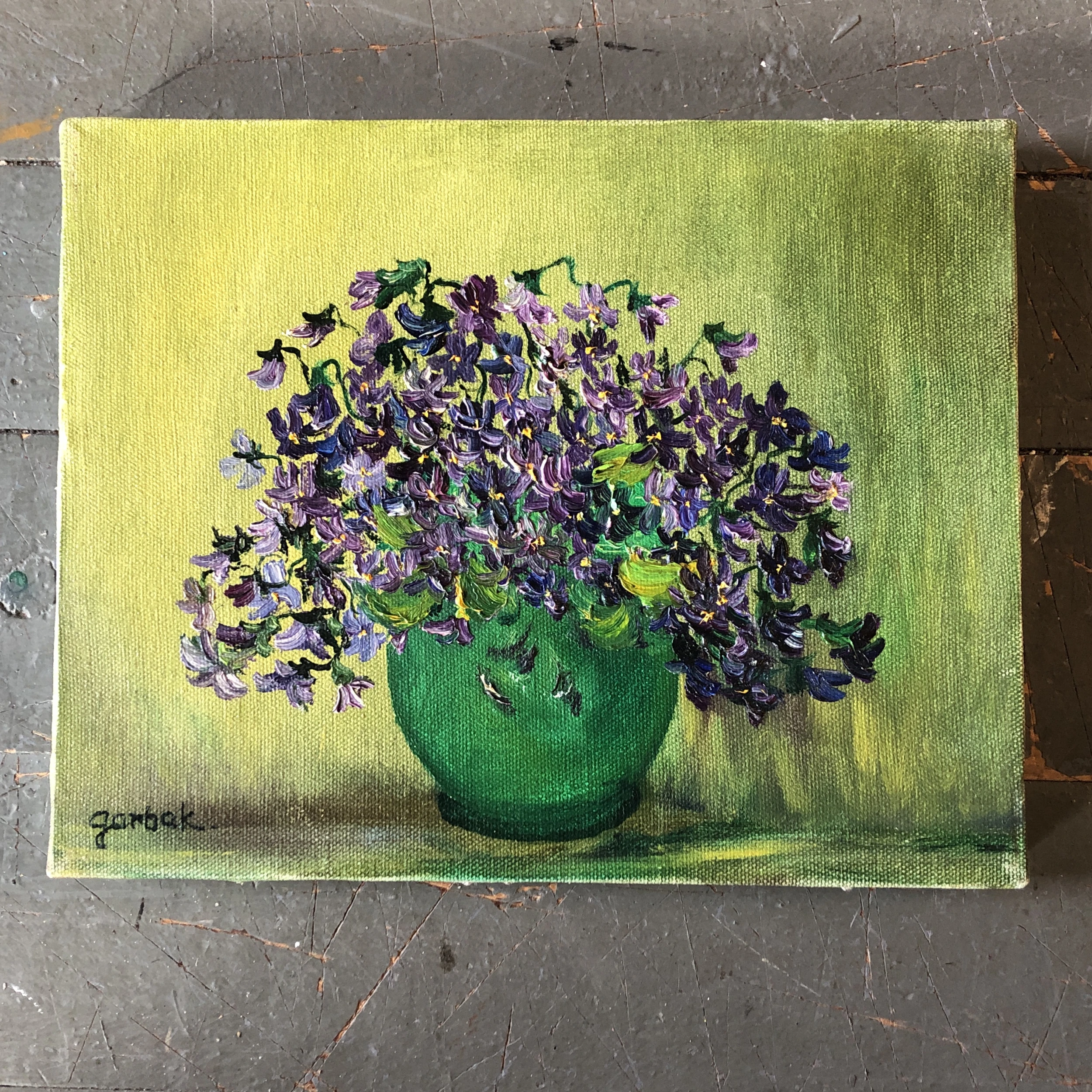 1960’s Floral Pop Still Life Painting Signed 8 X 10 5 1960’s Floral Pop Still Life Painting Signed 8 X 10 - Image 5