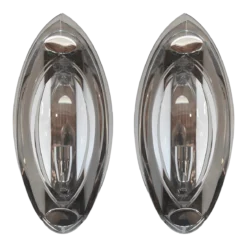 1960's Fontana Arte Chrome And Glass Sconces - A Pair