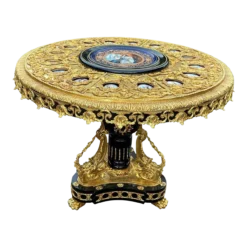 1960's French Louis Xvi Bronze And Porcelain Center Table