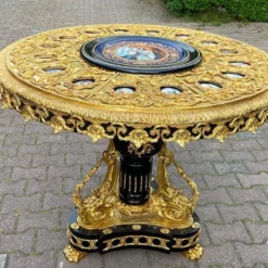 1960's French Louis Xvi Bronze And Porcelain Center Table -chairish shop 1960s french louis xvi bronze and porcelain center table 5527