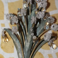 1960's French Regency Verde Palm Form Tole & Crystal Wall Lamp/ Sconce By Maison Bagues 13 1960's French Regency Verde Palm Form Tole & Crystal Wall Lamp/ Sconce By Maison Bagues -chairish shop 1960s french regency verde palm form tole and crystal wall lamp sconce by maison bagues 4306 scaled