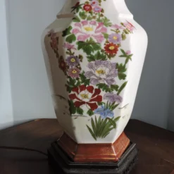 1960's Fujita Kutani Ware Japanese Porcelain Lamp With Replacement Shade -chairish shop 1960s fujita kutani ware japanese porcelain lamp with replacement shade 0278 scaled