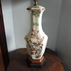 1960's Fujita Kutani Ware Japanese Porcelain Lamp With Replacement Shade -chairish shop 1960s fujita kutani ware japanese porcelain lamp with replacement shade 0692 scaled