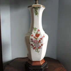 1960's Fujita Kutani Ware Japanese Porcelain Lamp With Replacement Shade -chairish shop 1960s fujita kutani ware japanese porcelain lamp with replacement shade 3725 scaled