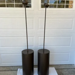 1960’s Gargantuan Minimalist Brown Cylindrical Pendants -chairish shop 1960s gargantuan minimalist brown cylindrical pendants 8463 scaled