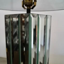 1960's Hollywood Regency Beveled Mirror Table Lamp -chairish shop 1960s hollywood regency beveled mirror table lamp 3721 scaled