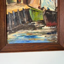 1960's Mid- Century Impressionist Painting Of Fishing Boats In Harbor , Framed -chairish shop 1960s mid century impressionist painting of fishing boats in harbor framed 4390 scaled