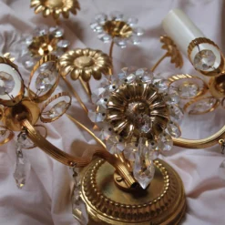 1960's Mid Century Modern 24k Cut Crystal Floral Form Wall Sconces By "Palwa" A - Pair -chairish shop 1960s mid century modern 24k cut crystal floral form wall sconces by palwa a pair 2642 scaled