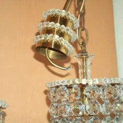 1960's Mid Century Modern Cut Crystal 24k Gold Plate Ceiling Pendant Light Fixtures By Palwa A - Pair -chairish shop 1960s mid century modern cut crystal 24k gold plate ceiling pendant light fixtures by palwa a pair 8200