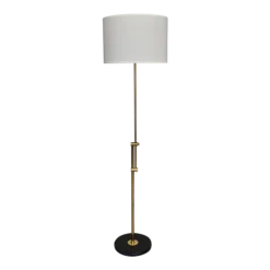 1960's Mid-Century Modern Marble & Brass Extendable Floor Lamp