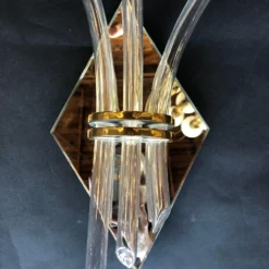 1960's Mirror And Glass Italian Sconces - A Pair -chairish shop 1960s mirror and glass italian sconces a pair 4459