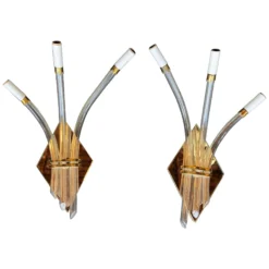 1960's Mirror And Glass Italian Sconces - A Pair -chairish shop 1960s mirror and glass italian sconces a pair 6336