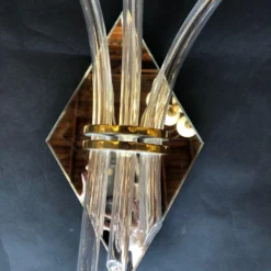 1960's Mirror And Glass Italian Sconces - A Pair -chairish shop 1960s mirror and glass italian sconces a pair 8980